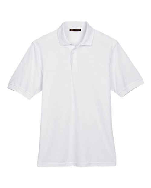 Harriton M265, Men's Easy Blend Polo, White