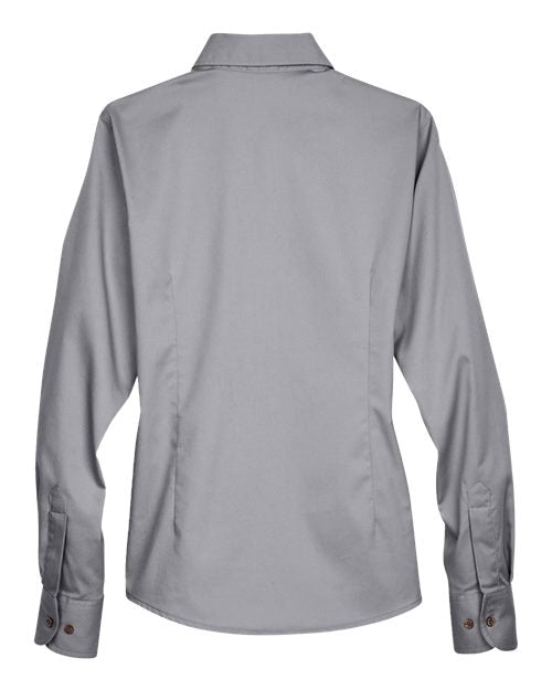 Harriton M500W, Women's Easy Blend Twill Dress Shirt With Stain-release, Dark Grey