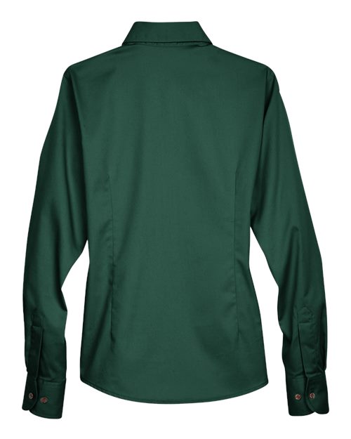 Harriton M500W, Women's Easy Blend Twill Dress Shirt With Stain-release, Hunter