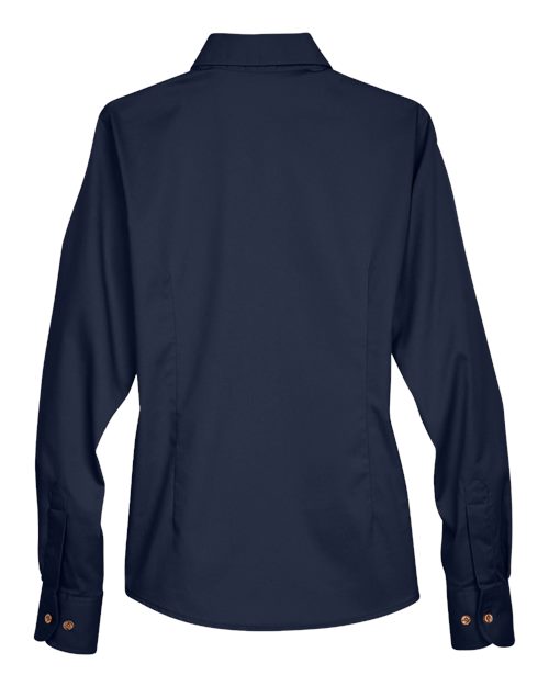 Harriton M500W, Women's Easy Blend Twill Dress Shirt With Stain-release, Navy
