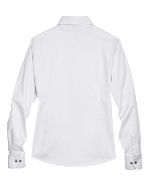 Harriton M500W, Women's Easy Blend Twill Dress Shirt With Stain-release, White