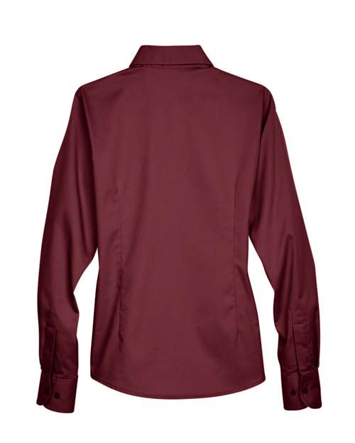 Harriton M500W, Women's Easy Blend Twill Dress Shirt With Stain-release, Wine