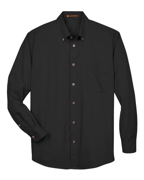 Harriton M500, Men's Easy Blend Twill Shirt, Black