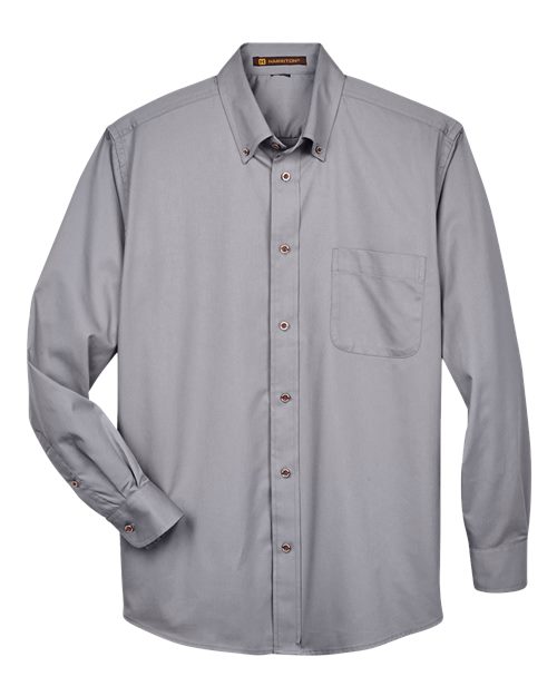 Harriton M500, Men's Easy Blend Twill Shirt, Dark Grey