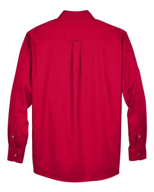 Harriton M500, Men's Easy Blend Twill Shirt, Red