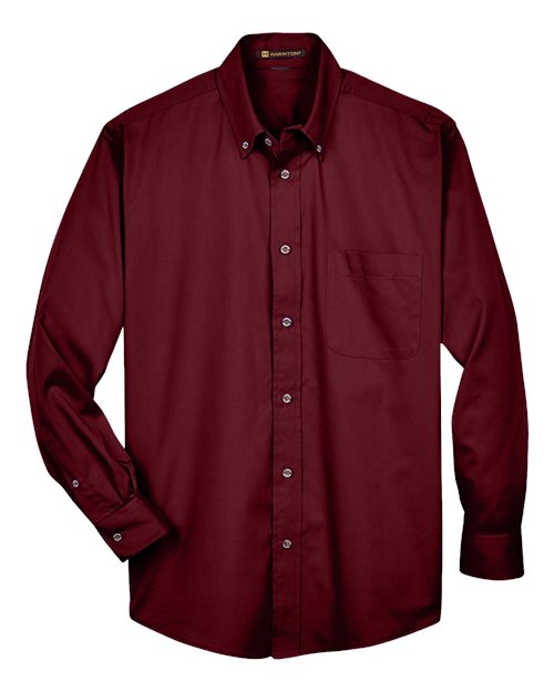 Harriton M500, Men's Easy Blend Twill Shirt, Wine