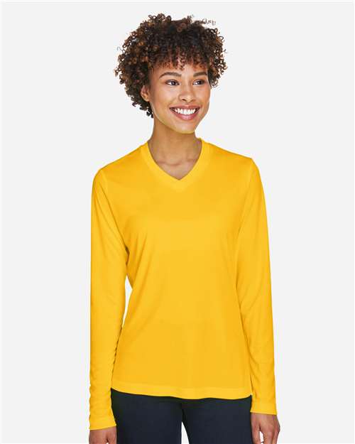 Team 365 TT11WL, Women's Zone Performance Long Sleeve T-shirt, Sport Athletic Gold