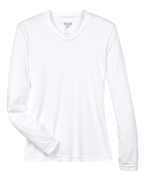 Team 365 TT11WL, Women's Zone Performance Long Sleeve T-shirt, White