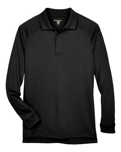 Harriton M211L, Men's Advantage Long Sleeve Tactical Polo, Black
