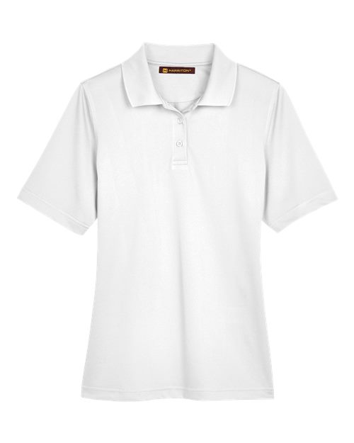Harriton M348W, Women's Advantage Snag Protection Plus Polo, White