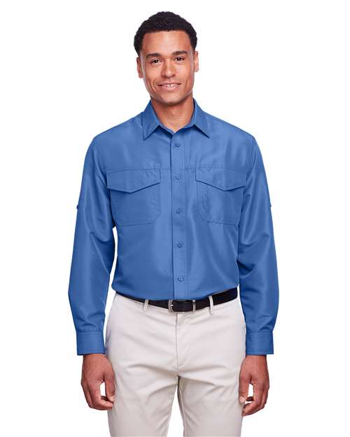 Men's Key West Performance Staff Shirt - - 13857 Pool Blue 257B9 3-3.9 oz AB Exclusive Brands Antimicrobial CA New ab Dress Shirts Fishing Shirts Harriton Long Sleeves M580L Mens & Unisex Moisture-Management New AB Performance Pockets Polyester - 100% Ripstop S&S Deep Deals S&S Exclusive Brands Sun/UV Protection Tops Wovens Wovens & Dress Shirts