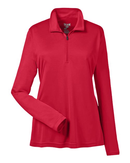 Team 365 TT31W, Women's Zone Performance Quarter-zip Pullover, Sport Red