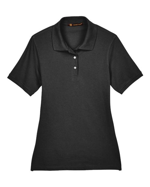 Harriton M265W, Women's Easy Blend Polo, Black