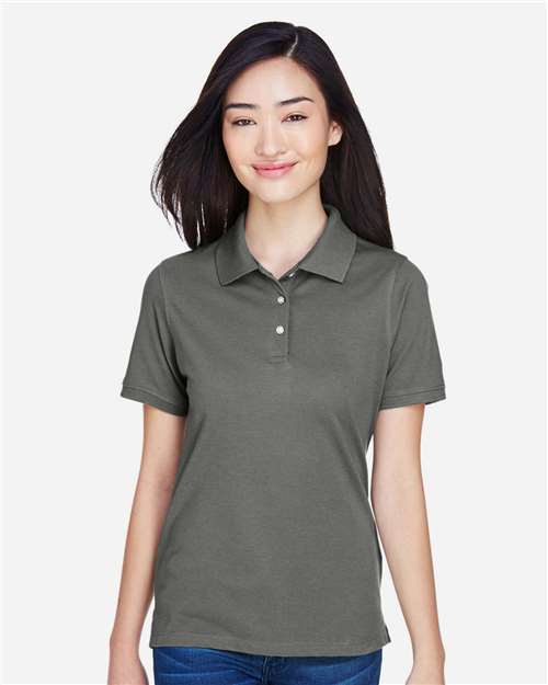 Harriton M265W, Women's Easy Blend Polo, Charcoal