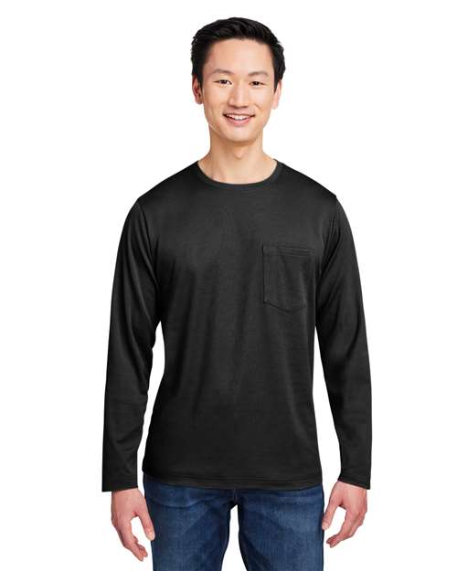 Unisex Charge Snag and Soil Protect Long Sleeve T-Shirt - - 13866 Black 189B9 4-4.9 oz AB Exclusive Brands Antimicrobial Back to School 2025 CA CA New ab Crewneck Harriton Long Sleeves M118L Mens & Unisex Moisture-Management New AB Pockets Polyester - 100% S&S Exclusive Brands Safety Stain Resistant T-Shirts T-Shirts - Long Sleeve Tops Workwear