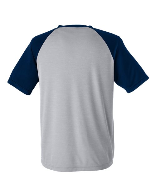 Team 365 TT62, Unisex Zone Colorblock Raglan T-shirt, Athletic Heather/ Sport Dark Navy
