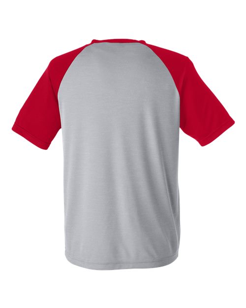 Team 365 TT62, Unisex Zone Colorblock Raglan T-shirt, Athletic Heather/ Sport Red