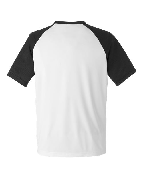 Team 365 TT62, Unisex Zone Colorblock Raglan T-shirt, White/ Black Heather