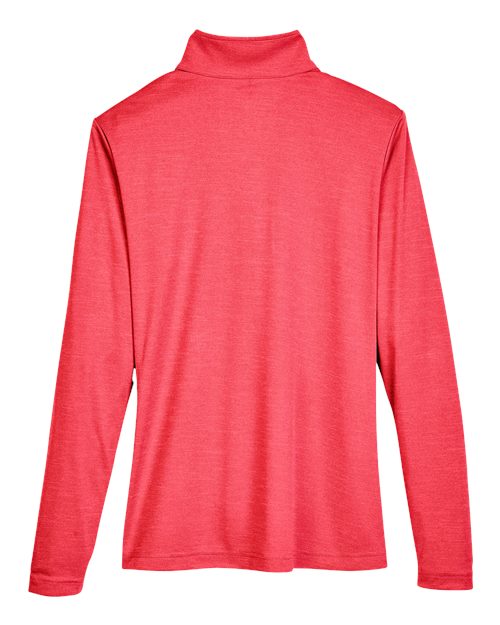 Team 365 TT31HW, Women's Zone Sonic Heather Performance Quarter-zip Pullover, Sport Red Heather