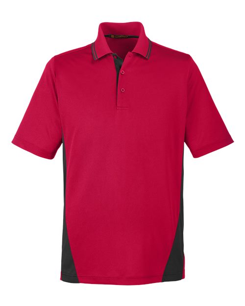 Harriton M386, Men's Flash Snag Protection Plus Il Colorblock Polo, Red/ Black
