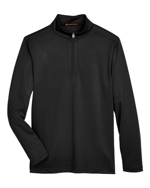 Harriton M748, Men's Advantage Snag Protection Plus Quarter-zip Pullover, Black
