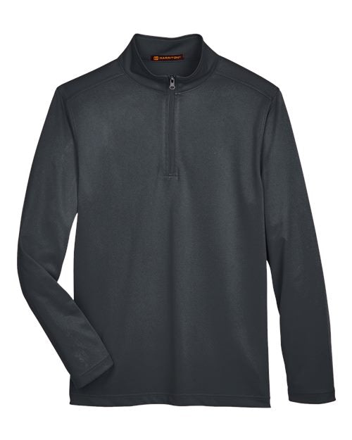 Harriton M748, Men's Advantage Snag Protection Plus Quarter-zip Pullover, Dark Charcoal
