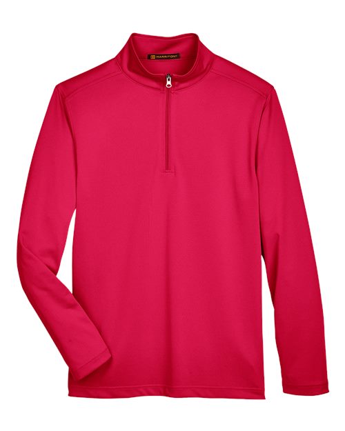 Harriton M748, Men's Advantage Snag Protection Plus Quarter-zip Pullover, Red