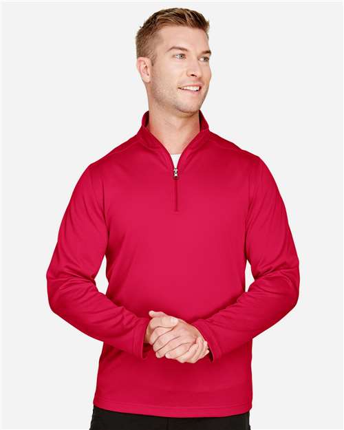 Harriton M748, Men's Advantage Snag Protection Plus Quarter-zip Pullover, Red