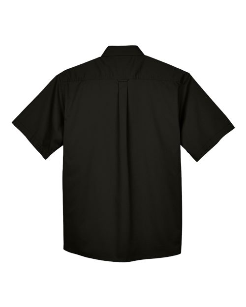 Harriton M500S, Men's Easy Blend Twill Dress Shirt With Stain-release, Black