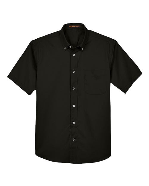 Harriton M500S, Men's Easy Blend Twill Dress Shirt With Stain-release, Black