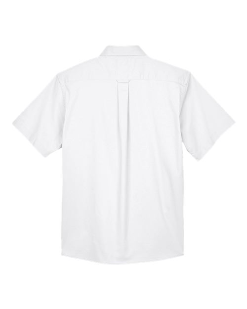 Harriton M500S, Men's Easy Blend Twill Dress Shirt With Stain-release, White