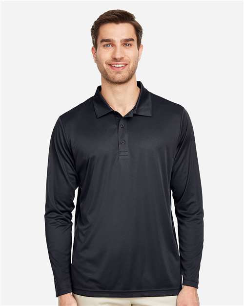 Men's Zone Performance Long Sleeve Polo - - 13899 Black 3-3.9 oz 720D9 AB Exclusive Brands Activewear CA New ab Long Sleeves Mens & Unisex Moisture-Management New AB Performance Polos Polos & Knits Polyester - 100% S&S Exclusive Brands Spiritwear Sport Shirts Sun/UV Protection Team 365 Tops TT51L