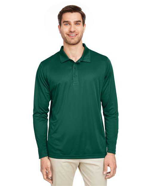 Men's Zone Performance Long Sleeve Polo - - 13899 Sport Forest 3-3.9 oz 720D9 AB Exclusive Brands Activewear CA New ab Long Sleeves Mens & Unisex Moisture-Management New AB Performance Polos Polos & Knits Polyester - 100% S&S Exclusive Brands Spiritwear Sport Shirts Sun/UV Protection Team 365 Tops TT51L