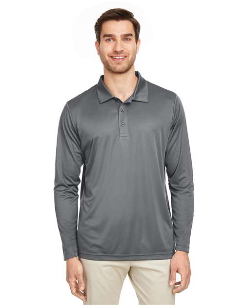 Men's Zone Performance Long Sleeve Polo - - 13899 Sport Graphite 3-3.9 oz 720D9 AB Exclusive Brands Activewear CA New ab Long Sleeves Mens & Unisex Moisture-Management New AB Performance Polos Polos & Knits Polyester - 100% S&S Exclusive Brands Spiritwear Sport Shirts Sun/UV Protection Team 365 Tops TT51L