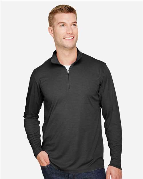 Team 365 TT31H, Men's Zone Sonic Heather Performance Quarter-zip Pullover, Black Heather