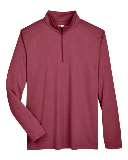 Team 365 TT31H, Men's Zone Sonic Heather Performance Quarter-zip Pullover, Sport Maroon Heather