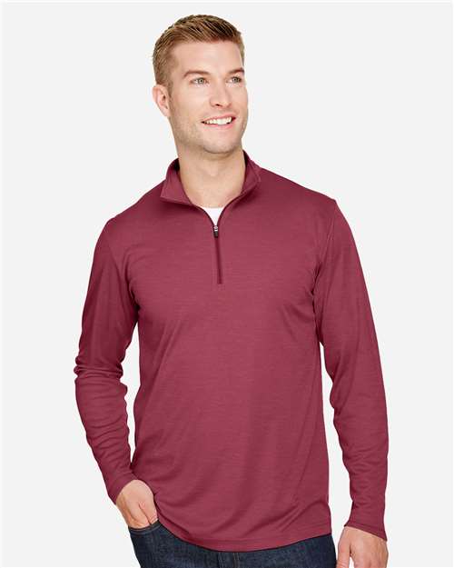 Team 365 TT31H, Men's Zone Sonic Heather Performance Quarter-zip Pullover, Sport Maroon Heather