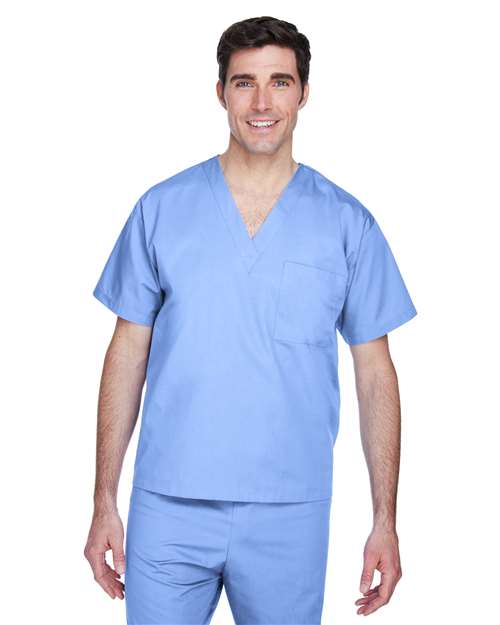 Unisex Restore Scrub Top - - 13906 Ciel Blue 301B9 4-4.9 oz AB Exclusive Brands Apparel CA New ab Cotton Everyday Hero Uniforming Explore Medical & Med Spa Explore Medical & Med Spa Staff Uniforms Harriton M897 Medical Mens & Unisex New AB Personal Protection Pockets Polyester - 100% Pullovers S&S Exclusive Brands Safety Scrubs Short Sleeves Tops V-Neck Workwear