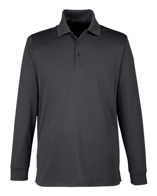 Harriton M348L, Men's Advantage Snag Protection Plus Il Long Sleeve Polo, Dark Charcoal