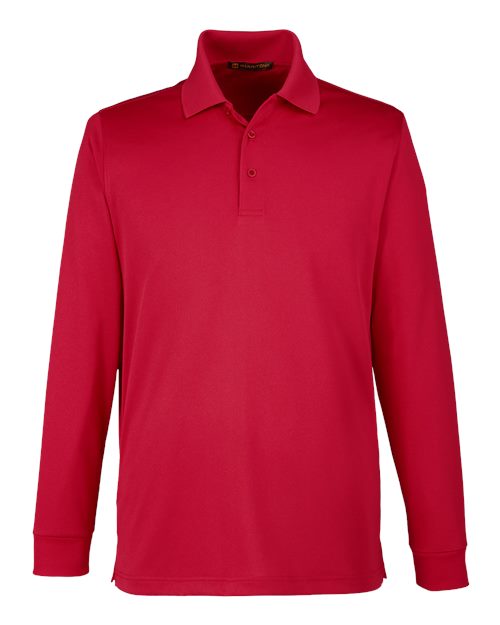 Harriton M348L, Men's Advantage Snag Protection Plus Il Long Sleeve Polo, Red