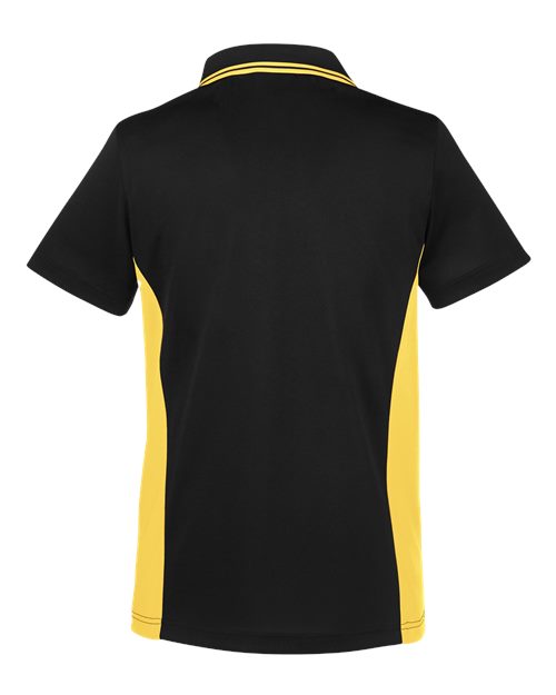 Harriton M386W, Women's Flash Snag Protection Plus Il Colorblock Polo, Black/ Sunray Yellow