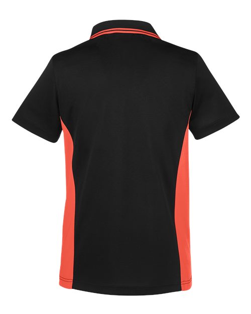 Harriton M386W, Women's Flash Snag Protection Plus Il Colorblock Polo, Black/ Team Orange
