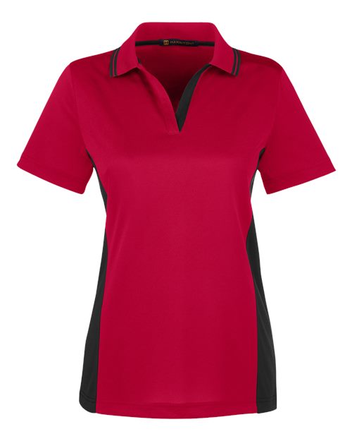 Harriton M386W, Women's Flash Snag Protection Plus Il Colorblock Polo, Red/ Black