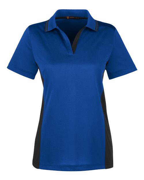 Harriton M386W, Women's Flash Snag Protection Plus Il Colorblock Polo, True Royal/ Black
