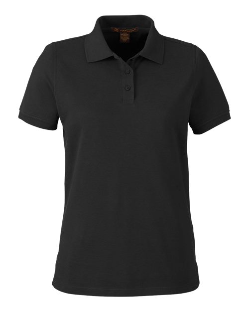 Harriton M205W, Women's Valiant Cotton Snag Protect Polo, Black