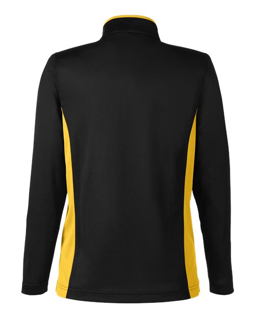 Harriton M786W, Women's Flash Snag Protection Plus Il Colorblock Quarter-zip Pullover, Black/ Sunray Yellow