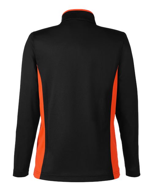 Harriton M786W, Women's Flash Snag Protection Plus Il Colorblock Quarter-zip Pullover, Black/ Team Orange