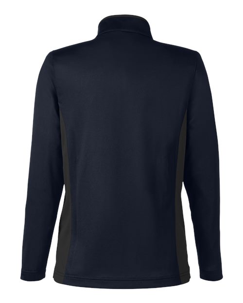 Harriton M786W, Women's Flash Snag Protection Plus Il Colorblock Quarter-zip Pullover, Dark Navy/ Dark Charcoal