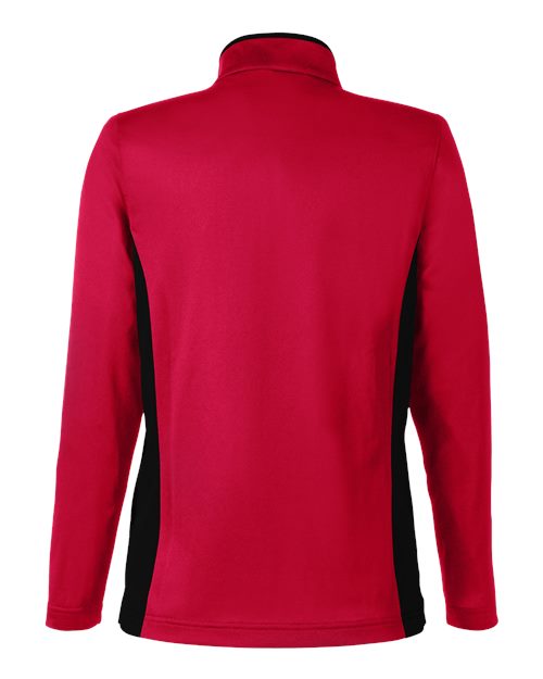 Harriton M786W, Women's Flash Snag Protection Plus Il Colorblock Quarter-zip Pullover, Red/ Black