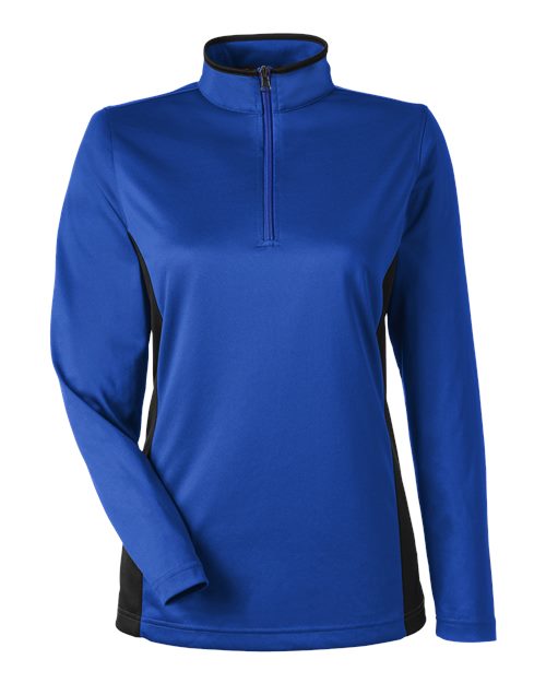 Harriton M786W, Women's Flash Snag Protection Plus Il Colorblock Quarter-zip Pullover, True Royal/ Black